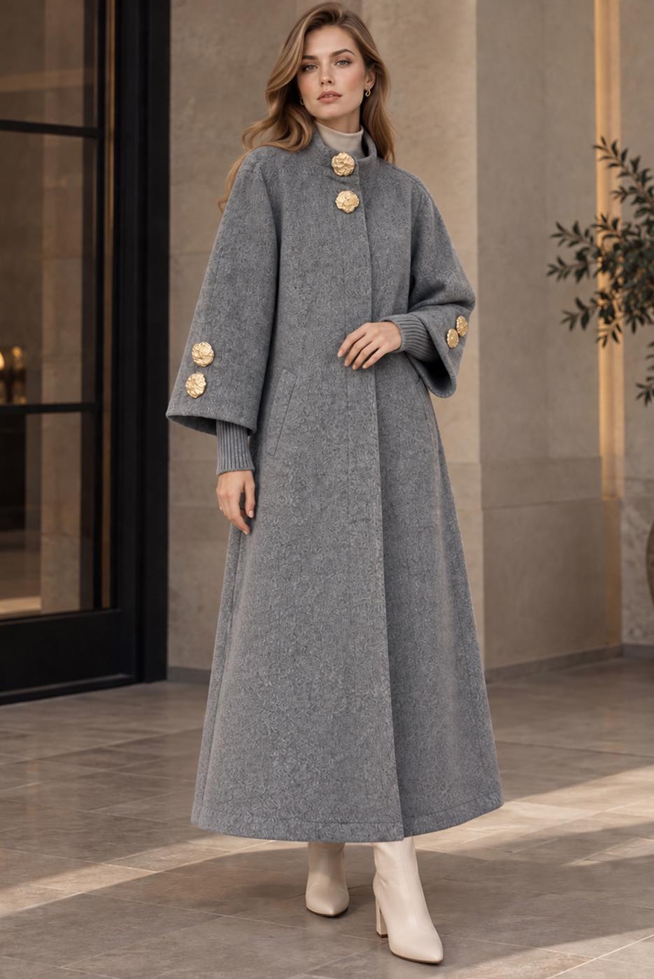 Tesettür giyim GRİ FERMUARLI KAŞE KABAN T 7036