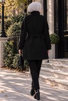 Hijab clothing BLACK BELTED CACHE COAT T 8236