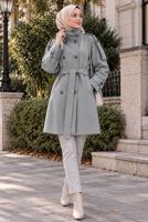 Hijab clothing GREY BELTED CACHE COAT T 8236