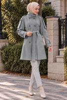 Hijab clothing GREY BELTED CACHE COAT T 8236