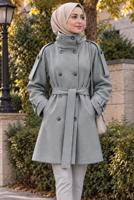 Hijab clothing GREY BELTED CACHE COAT T 8236