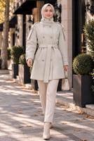 Hijab clothing BEIGE BELTED CACHE COAT T 8236