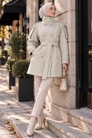 Hijab clothing BEIGE BELTED CACHE COAT T 8236