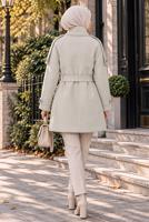 Hijab clothing BEIGE BELTED CACHE COAT T 8236