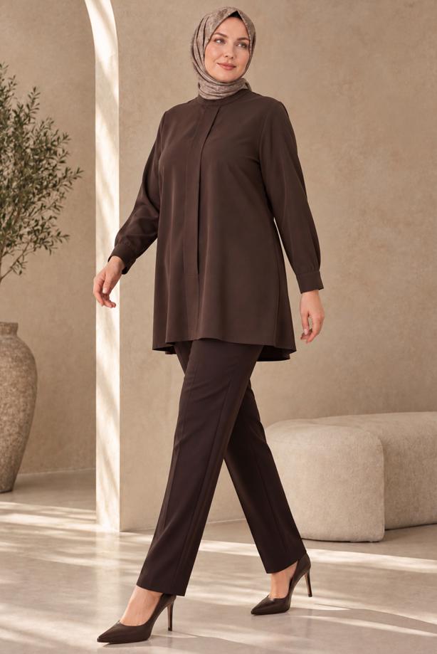 Hijab clothing BROWN STRAIGHT CUT PANTS T 2001 - TRENDTESETTÜR