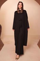 Hijab clothing BLACK VISCOSE THREE PIECE PANTSUIT T 1428