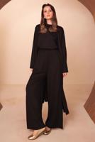 Hijab clothing BLACK VISCOSE THREE PIECE PANTSUIT T 1428