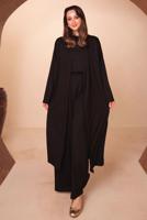 Hijab clothing BLACK VISCOSE THREE PIECE PANTSUIT T 1428