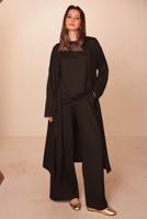 Hijab clothing BROWN VISCOSE THREE PIECE PANTSUIT T 1428