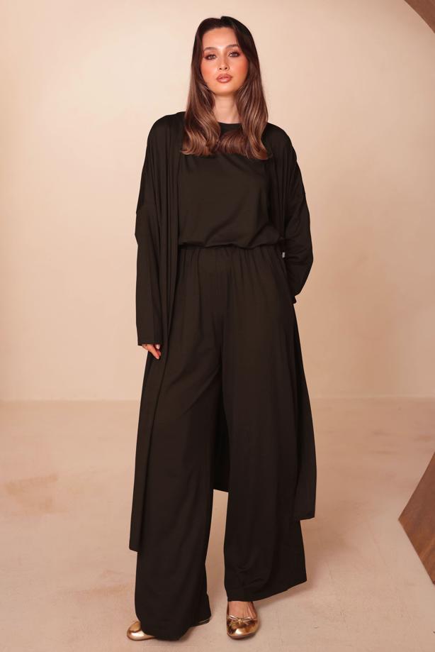 Hijab clothing BROWN VISCOSE THREE PIECE PANTSUIT T 1428 - TRENDTESETTÜR