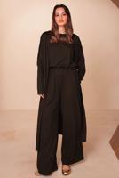 Hijab clothing BROWN VISCOSE THREE PIECE PANTSUIT T 1428