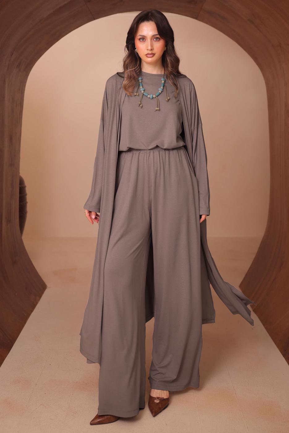 Hijab clothing MINK VISCOSE THREE PIECE PANTSUIT T 1428