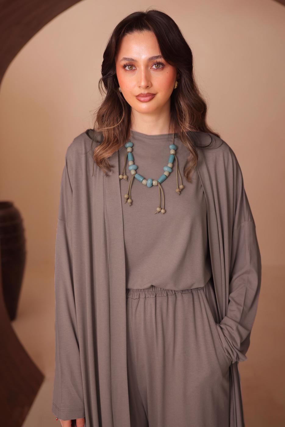 Hijab clothing MINK VISCOSE THREE PIECE PANTSUIT T 1428