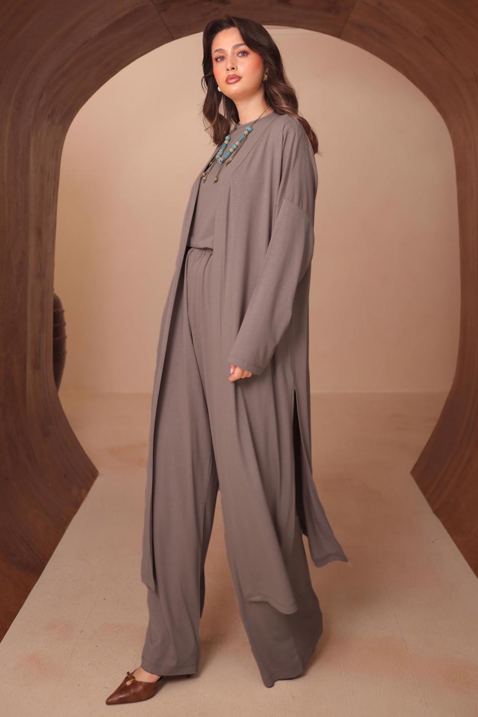 Hijab clothing MINK VISCOSE THREE PIECE PANTSUIT T 1428