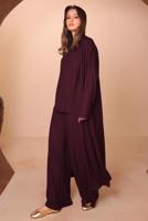 Hijab clothing CLARET RED VISCOSE THREE PIECE PANTSUIT T 1428