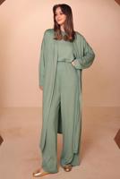 Hijab clothing GREEN VISCOSE THREE PIECE PANTSUIT T 1428