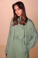 Hijab clothing GREEN VISCOSE THREE PIECE PANTSUIT T 1428