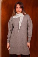 Tesettür giyim VİZON KENDİNDEN DESENLİ TRİKO TUNİK T 0558