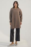 Tesettür giyim VİZON TAŞ İŞLEMELİ TRİKO TUNİK T 7958