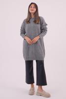 Hijab clothing GREY CABLE KNIT KNITWEAR TUNIC T 9558