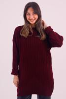 Hijab clothing CLARET RED CABLE KNIT KNITWEAR TUNIC T 9558
