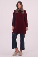 Hijab clothing CLARET RED CABLE KNIT KNITWEAR TUNIC T 9558