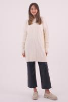 Hijab clothing ECRU CABLE KNIT KNITWEAR TUNIC T 9558