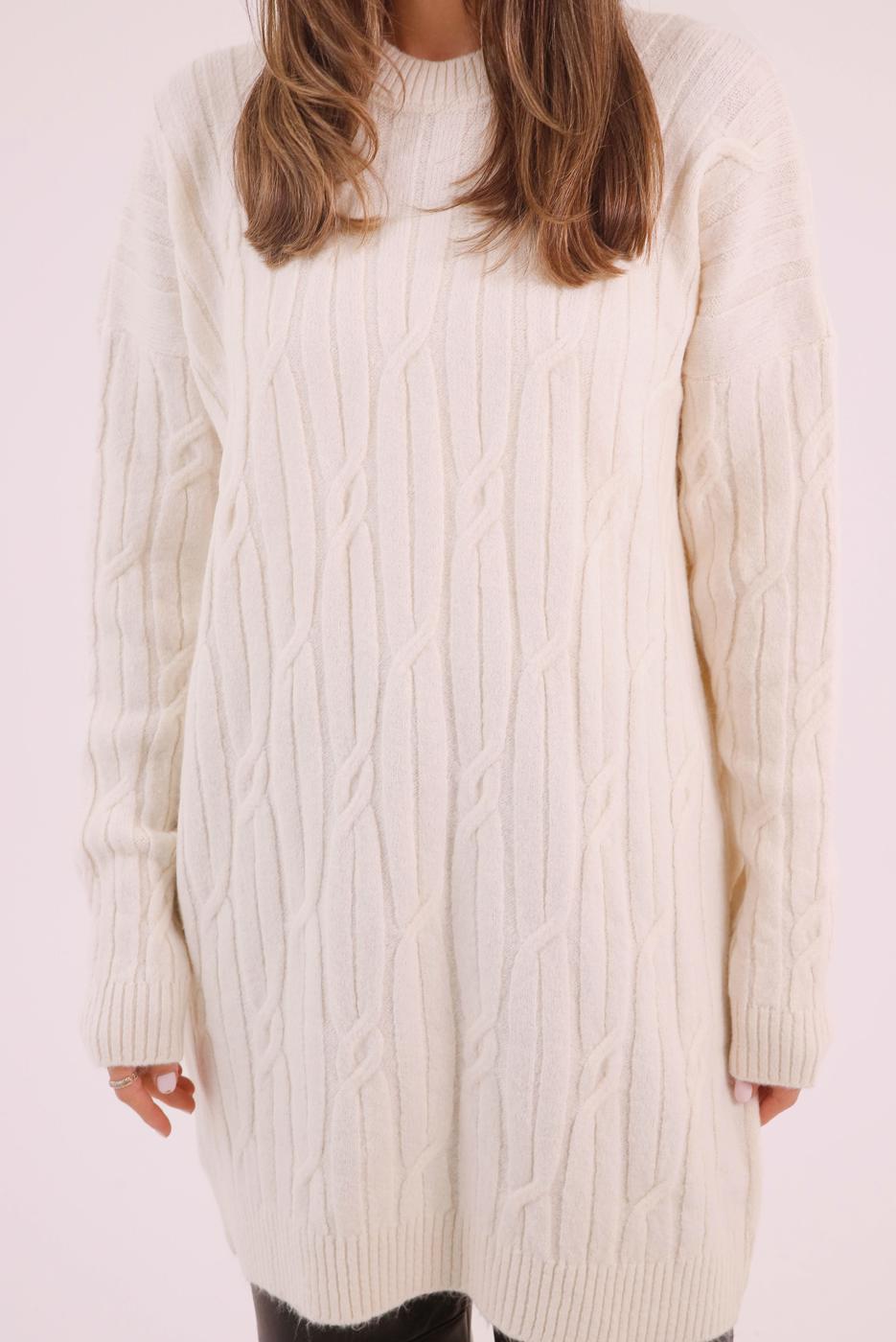 Hijab clothing ECRU CABLE KNIT KNITWEAR TUNIC T 9558