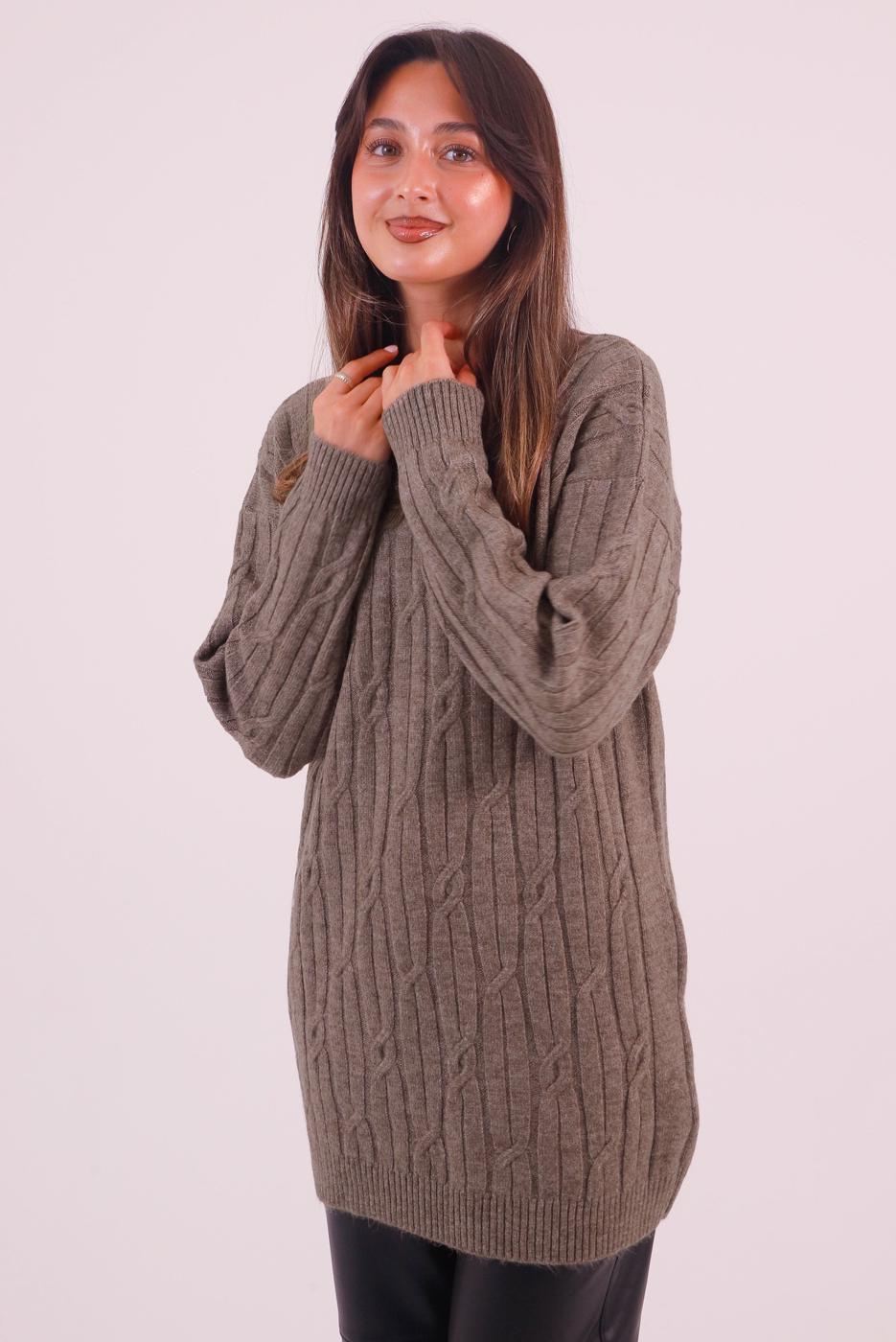 Hijab clothing MINK CABLE KNIT KNITWEAR TUNIC T 9558