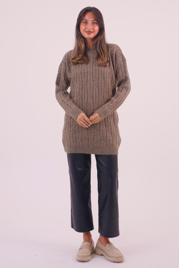 Hijab clothing MINK CABLE KNIT KNITWEAR TUNIC T 9558 - TRENDTESETTÜR