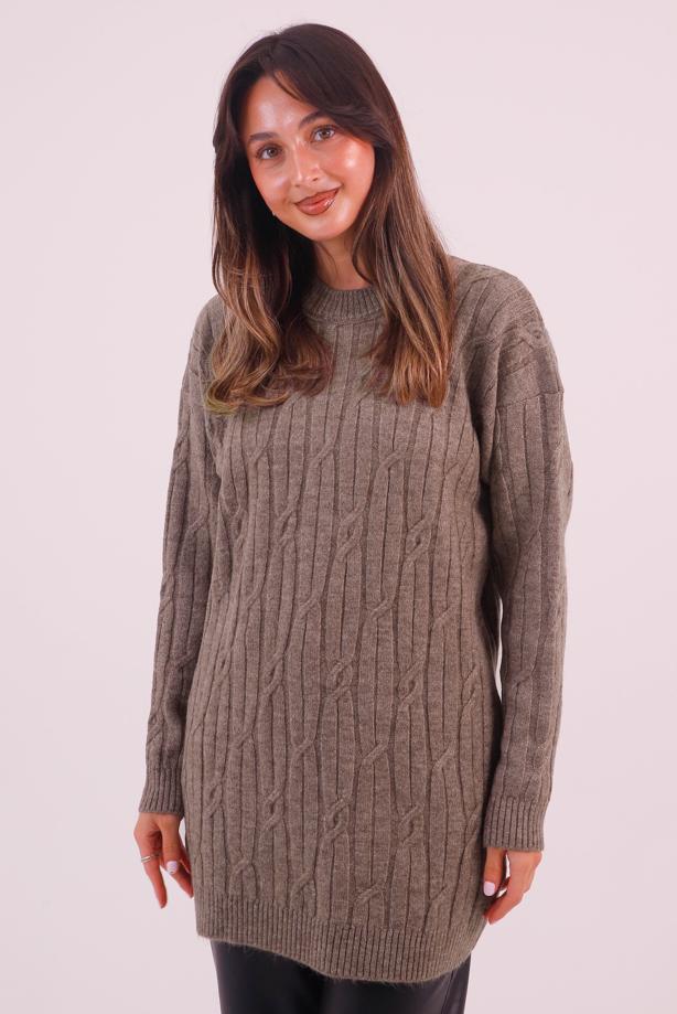 Hijab clothing MINK CABLE KNIT KNITWEAR TUNIC T 9558 - TRENDTESETTÜR