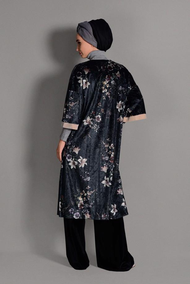 Vêtements hijab  FLORAL PATTERNED VELVET JACKET 4785  - TRENDTESETTÜR