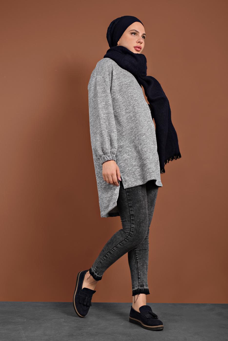 Vêtements hijab GRIS TUNIQUE 5746-1