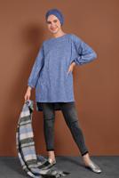 Hijab clothing NAVY BLUE KNITWEAR TUNIC 5746-1