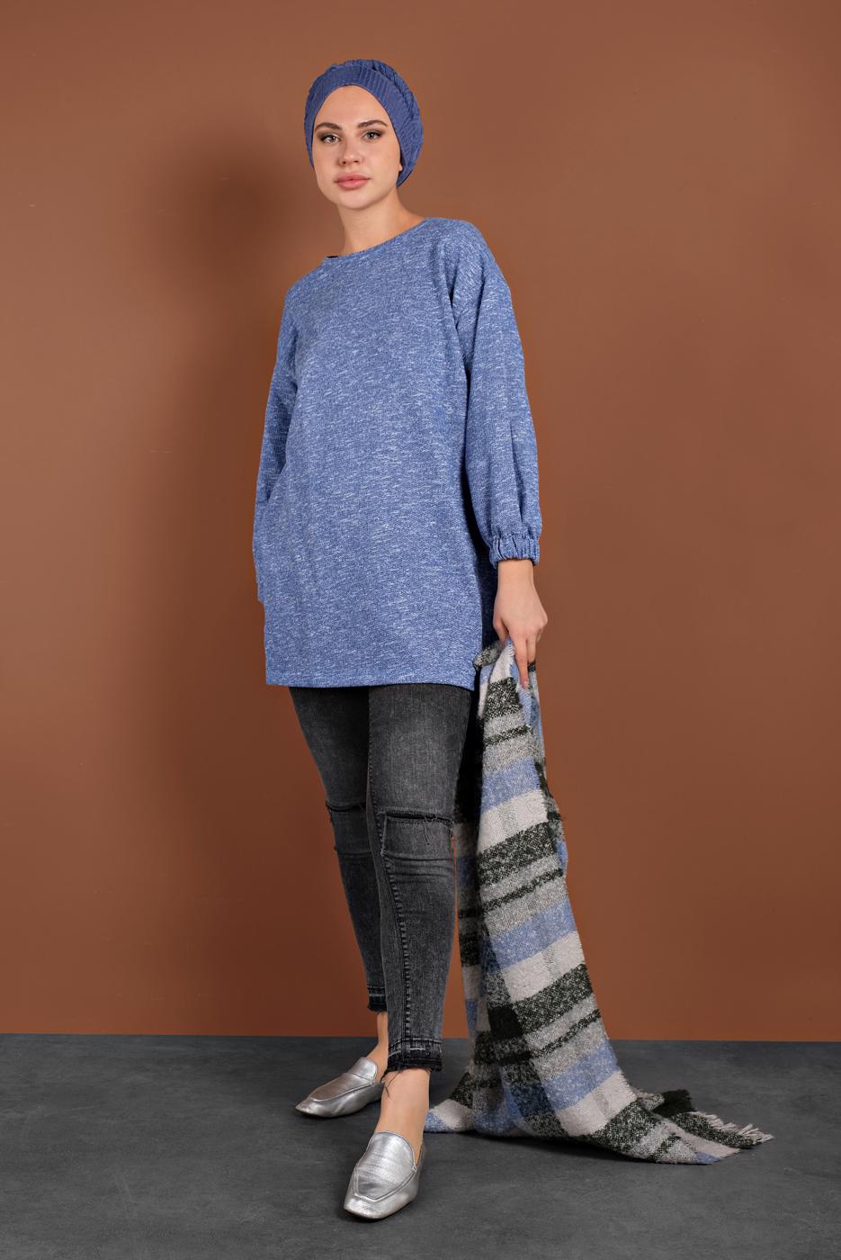 Hijab clothing NAVY BLUE KNITWEAR TUNIC 5746-1