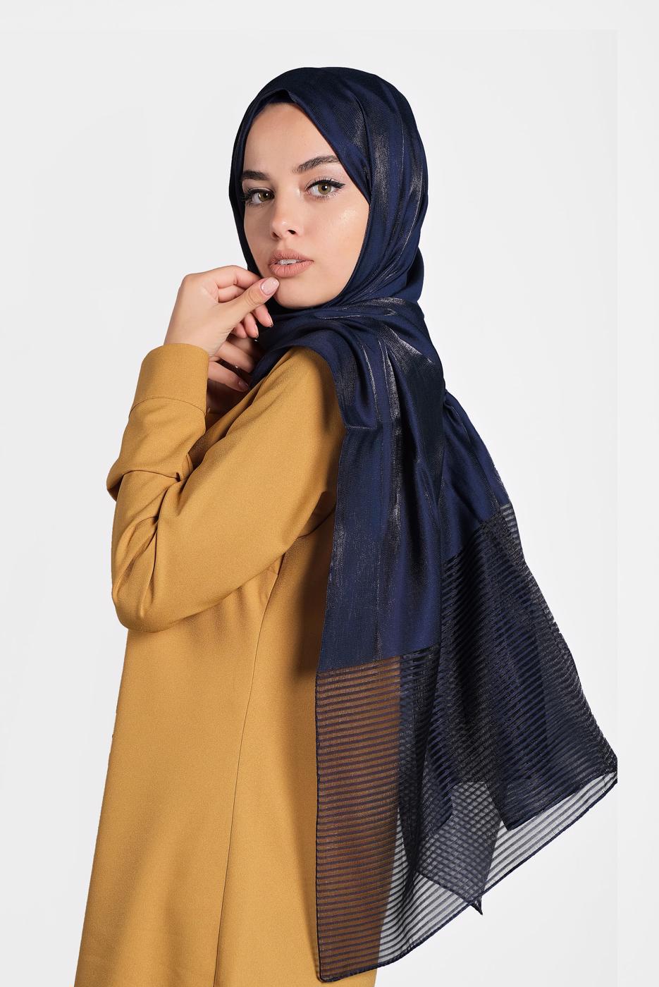 Tesettür giyim LACİVERT T 9973 ALVİNA PRENSES ŞAL