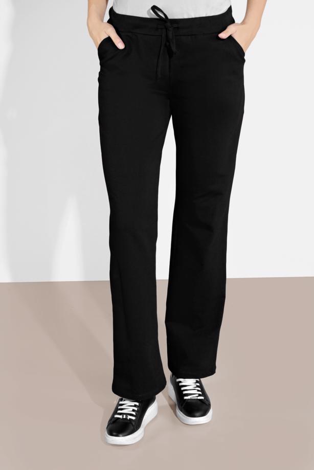 Tesettür giyim SİYAH ALVİNA PAMUKLU BELDEN BAĞLAMALI EŞOFMAN ALTI 70100 - TRENDTESETTÜR