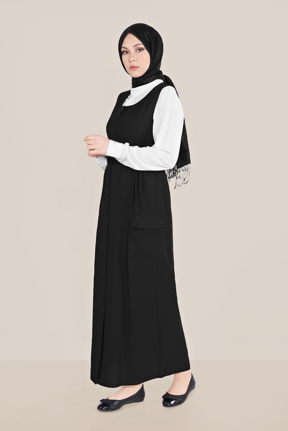 Vêtements hijab NOIR GILET BOUTONNÉ DE TAILLE AVEC CEINTURE T 40690