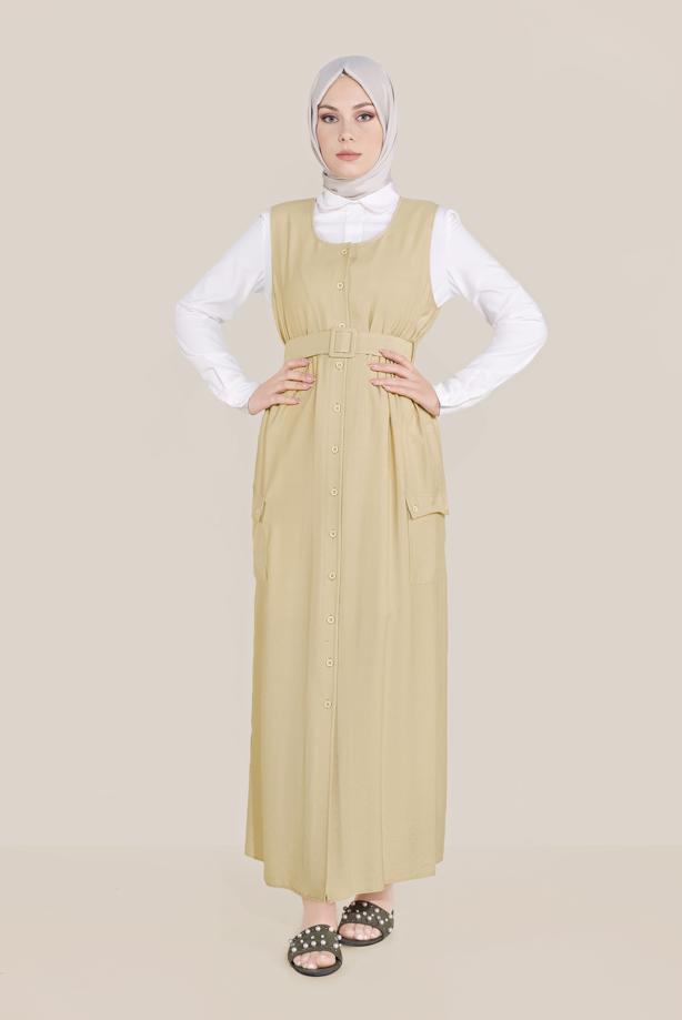 Vêtements hijab  BUTTON TRIMMED BELTED GILET T 40690 - TRENDTESETTÜR