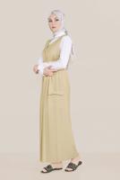 Hijab clothing BEIGE BUTTON TRIMMED BELTED GILET T 40690