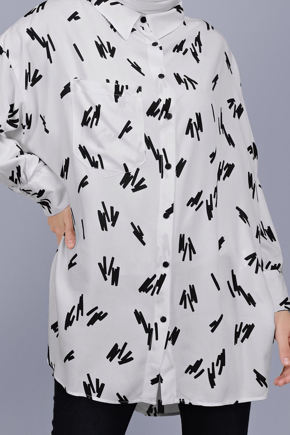 Vêtements hijab ÉCRU TUNIQUE À MOTIFS 50112-1 