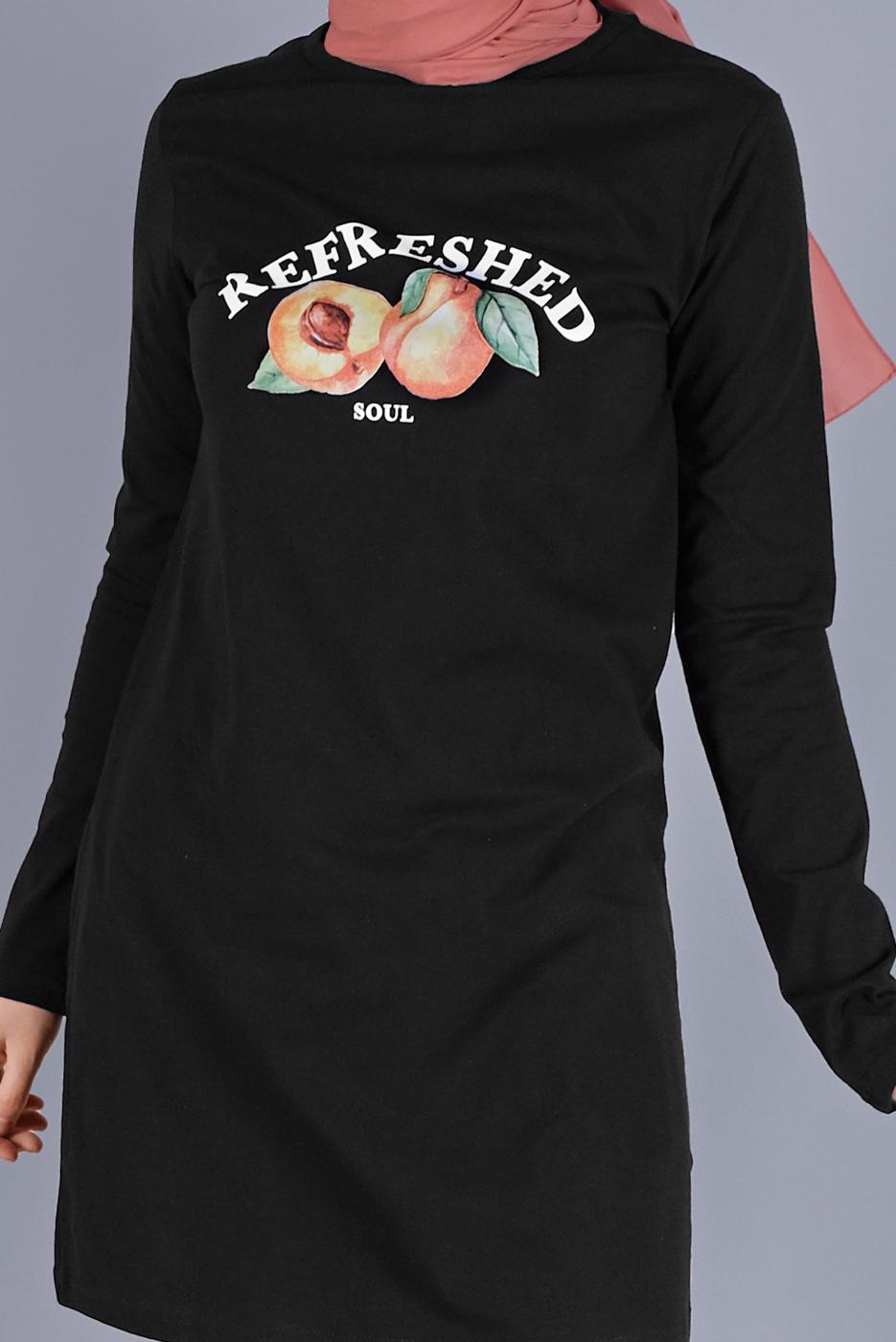 Vêtements hijab NOIR TUNIQUE EN COTON 8206 