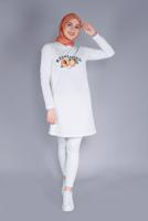 Hijab clothing WHITE COTTON TUNIC  8206 