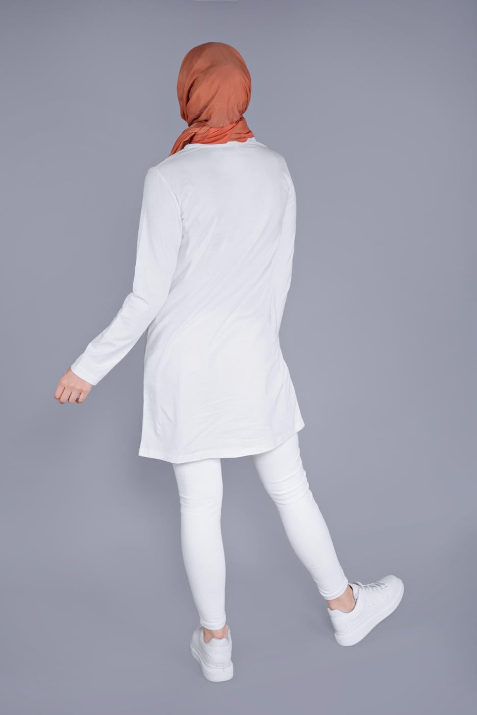 Hijab clothing WHITE COTTON TUNIC  8206 