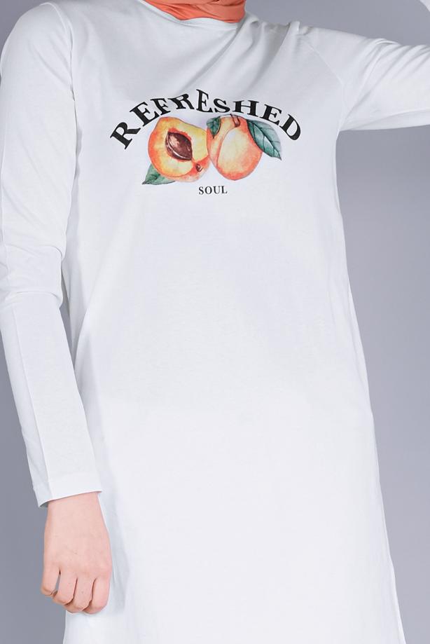 Tesettür giyim  BASKILI  PAMUKLU TUNİK  8206  - TRENDTESETTÜR