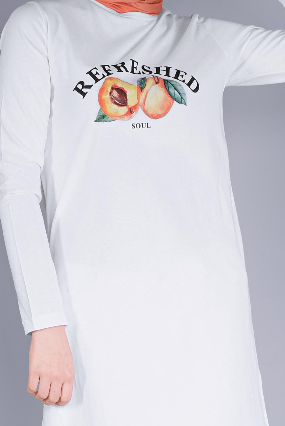 Hijab clothing WHITE COTTON TUNIC  8206 