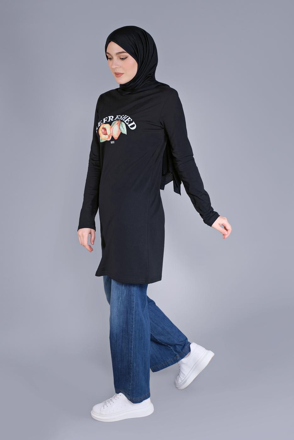 Hijab clothing NAVY BLUE COTTON TUNIC  8206 