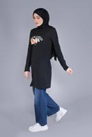 Hijab clothing NAVY BLUE COTTON TUNIC  8206 