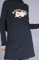 Hijab clothing NAVY BLUE COTTON TUNIC  8206 
