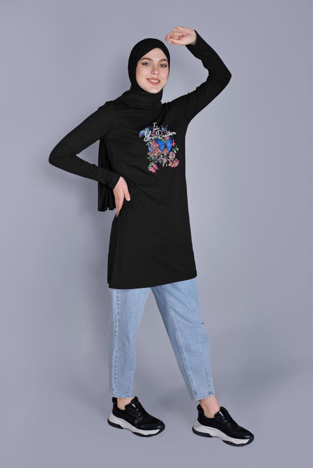 Vêtements hijab  MIX PATTERNED COTTON TUNIC 9206   - TRENDTESETTÜR
